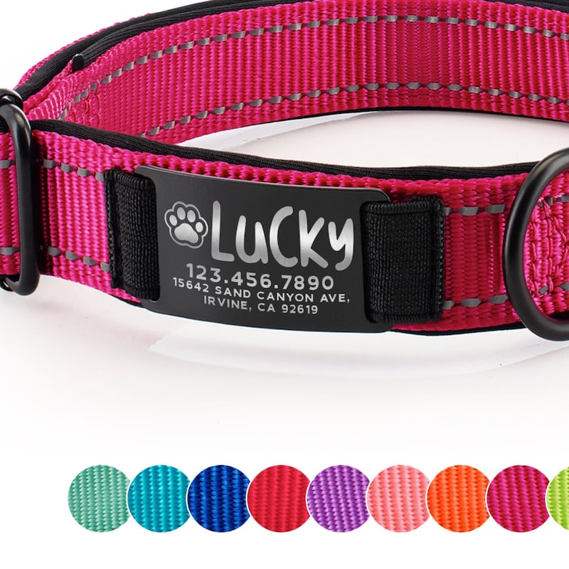 Dog Collars Large Breeds Personalized Dog Collar With Name & Phone Number - Soft Neoprene Padded Reflective Collar Dog Seat Belt
