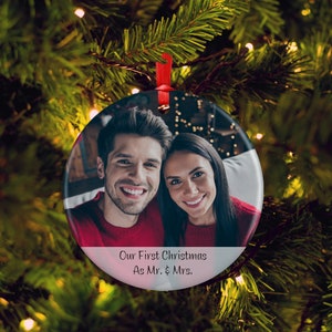 Christmas Ornaments, Photo Ornament w/ Text, Personalized Family Ornament, First Christmas Tree Decoration, Xmas Gifts, Portrait Family Gift