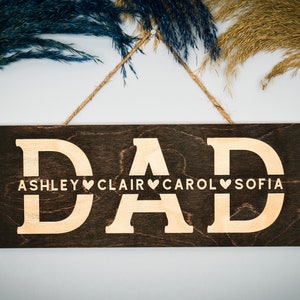 Dad Gifts from Daughter, Personalized Gift for Dad, Custom Dad Gift, Custom Dad Sign, Dad Wood Sign, Dad Wooden Sign w Kids Names