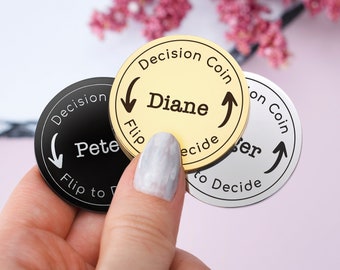 Couple Decision Coin, Girlfriend Gift For Her, Personalized Couple Flip Coin, Who's Turn Flip to Decide, Anniversary Gift For Couple