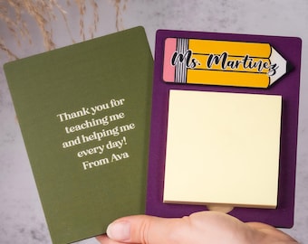 Teacher Sticky Note Pad Holder Gift, Personalized Teacher Name Gift, Christmas Gift For Teacher, Teacher Gift, Teacher End of Year Gift