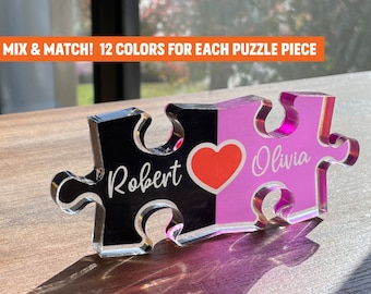 Puzzle Name Sign for Couples, Romantic Gift for Her, Personalized Love Keepsake, Couple Home Decor, Custom Gifts for Couples