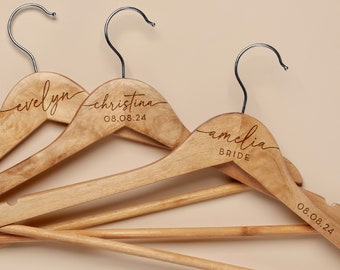 Wedding Hanger Bridesmaid Hangers Personalized, Wedding Dress Hanger, Bride Hanger Wood Engraved, Bridesmaid Proposal Gift, Bridesmaid Gifts
