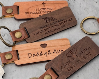 Engraved Keychain, Personalized Gifts for Him, Custom Engraved Keychain for Boyfriend Birthday, Drive Safe Keychain, Gifts for Dad