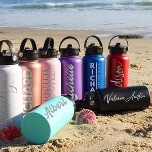 SIMIEEK Personalized Water Bottles for School Supplies Bulk with Straw  Custom Insulated Water Bottle Engraved Name Text (26oz/12oz, 7 Colors)