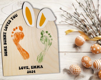 First Easter Foot Print, Easter DIY, Some Bunny Loves You, Easter Craft, Easter Basket Stuffer, Kids Easter, Baby Milestones