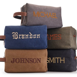 Men's Toiletry Bag Personalized Gifts for Him, Groomsmen Gifts, Custom Leather Embroidered Dopp Kit For Men, Birthday Gifts, Dad Gifts