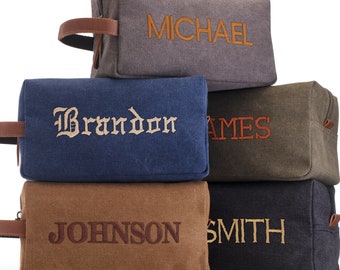 Men's Toiletry Bag Personalized Gifts for Him, Groomsmen Gifts, Custom Leather Embroidered Dopp Kit For Men, Birthday Gifts, Dad Gifts