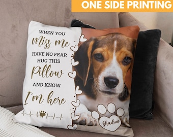 Pet Memorial Gift, Dog Memorial Pillow Personalized, Custom Loss of Pet Sympathy Gift with Pet's Picture, Pet Loss Gift for Dog Lover