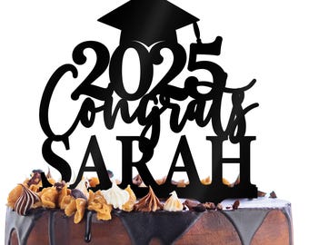 Graduation Cake Topper 2025, Graduation Decoration 2025 Cake Topper, Graduation Gift for Her, College Graduation Cap Cake Topper Glitter