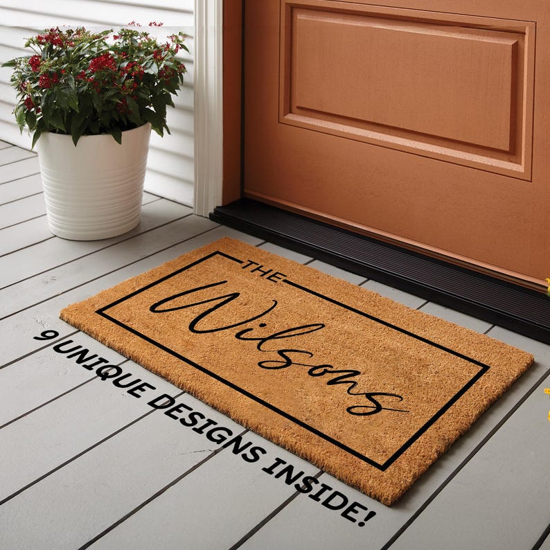 Personalized doormat with family name for new home