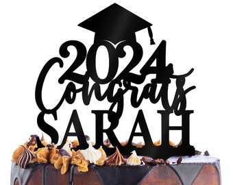 Topper de pastel de gorra de graduación - Decoración de graduación 2024 Topper de pastel, regalo de graduación para ella, brillo de topper de pastel de graduación universitaria