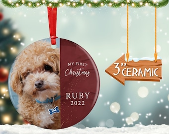 Personalized Dog Ornament, Puppy First Christmas Ornament, Custom Pet Ornament, Keepsake Photo Ornament, Dog Lover Gift, Dog Dad, Dog Mom