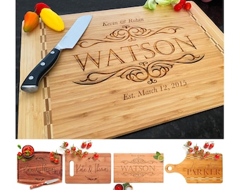Personalized Cutting Board Housewarming Gift Anniversary Gift Engraved Cutting Board Holiday Gift Wedding Gift FlourishS#006
