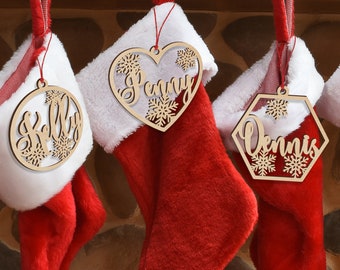Stocking Tags Personalized Christmas Stocking Tags, Wooden Name Tags, Custom Stocking Gift Tags, Christmas 2023 Decor