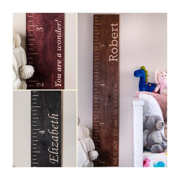 Personalize Wooden Kids Growth Height Chart Ruler for Boys and Girls, Kids Room Wall Décor for Baby, Measuring Stick, Nursery Décor Signs