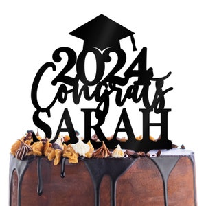 Graduation Cap Cake Topper Graduation Decoration 2024 Cake Topper, Graduation Gift for Her, College Graduation Cake Topper Glitter image 1