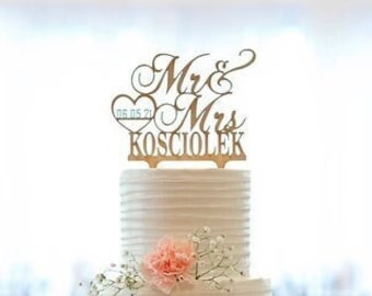 Wedding Cake Topper, Mr and Mrs Cake Topper for Wedding, Custom Cake Topper, Rustic Cake Topper, Wedding Décor, Bridal Shower