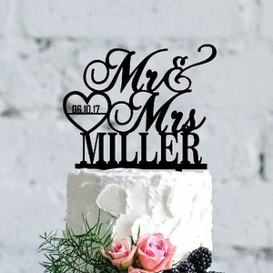 Wedding Cake Topper, Mr and Mrs Cake Topper for Wedding, Custom Cake Topper, Rustic Cake Topper, Wedding Décor, Bridal Shower image 5