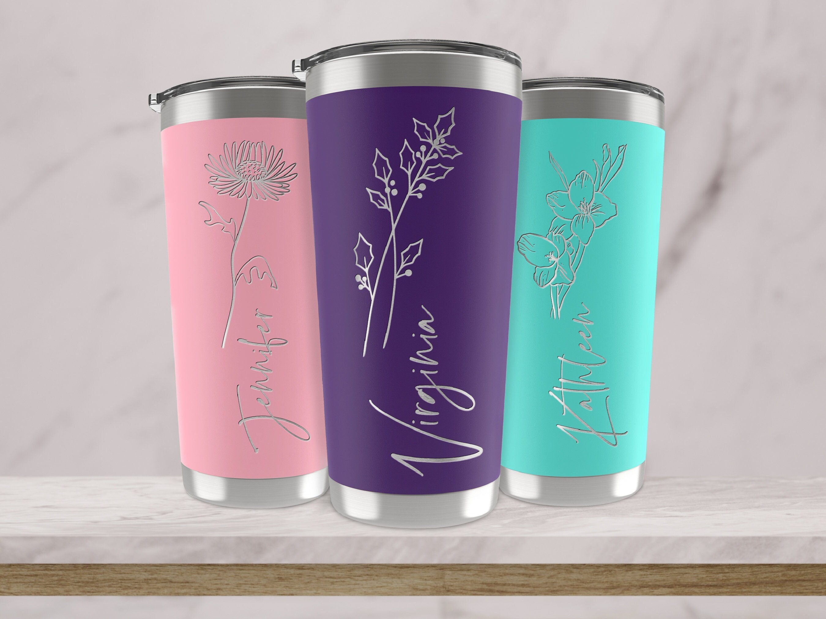 20oz Birth Flower Personalized Tumbler Travel Iced Coffee Tumbler Mom's  Garden Tumbler Mom Gift Pers…See more 20oz Birth Flower Personalized  Tumbler