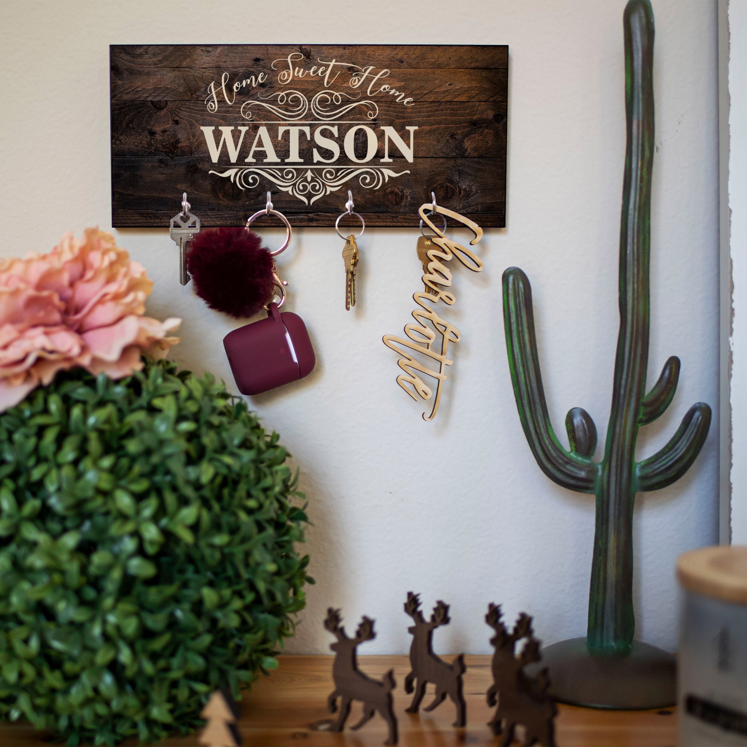 Personalized Key Holder For Wall Housewarming Gifts For Couple W Last 