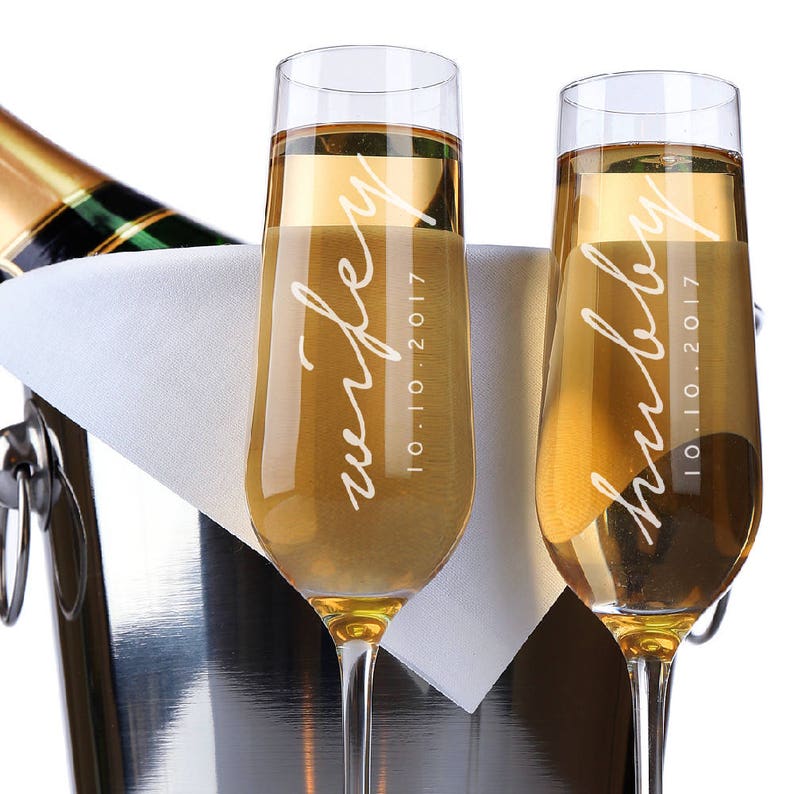 husband and wife champagne glasses