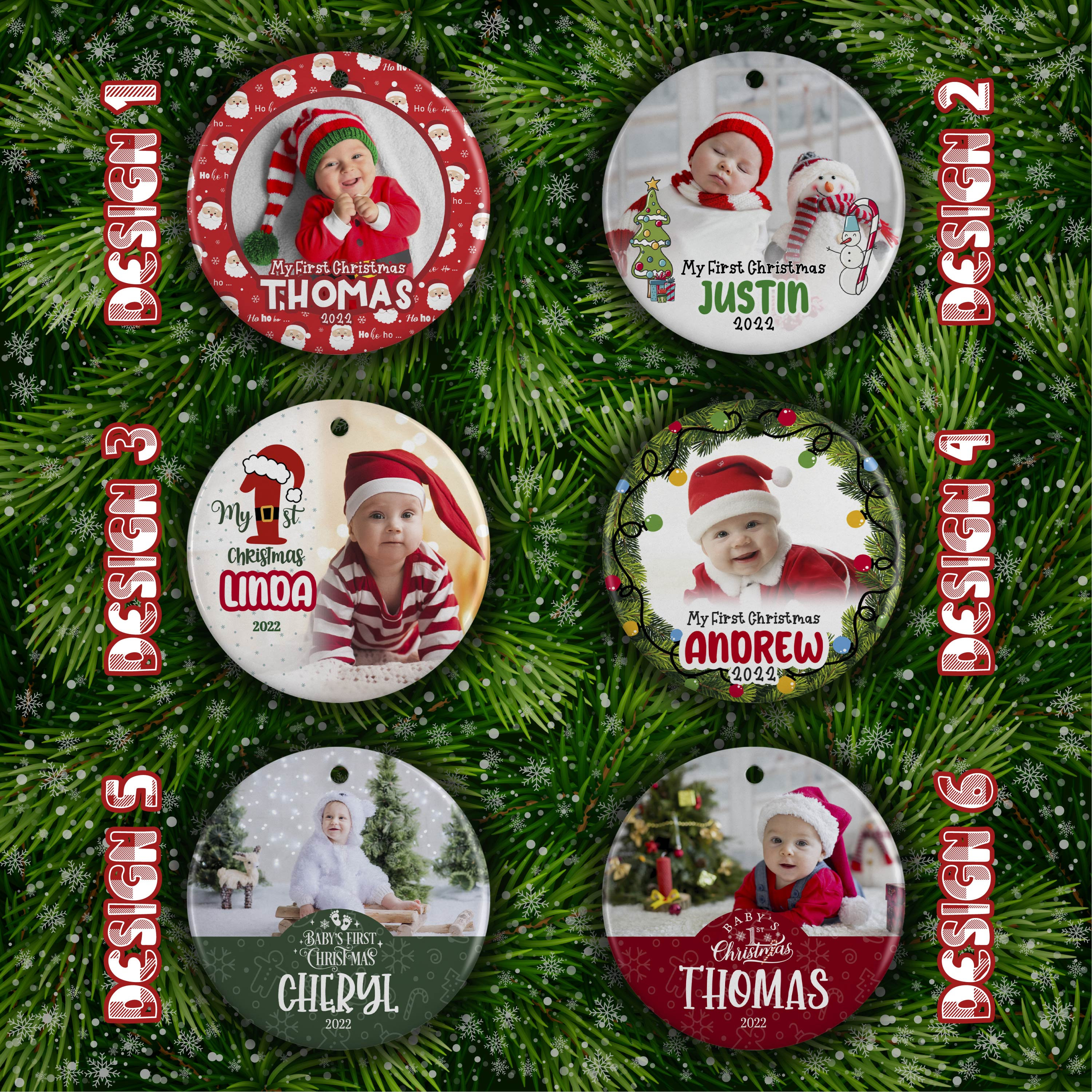 Babys First Christmas 2022, Personalized Photo Ornament Upload Photo