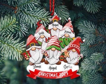 Personalized Family Christmas Ornaments 2023, Personalized Gnome Christmas Ornament for Christmas Tree, Gnome Family Ornaments for Xmas Tree