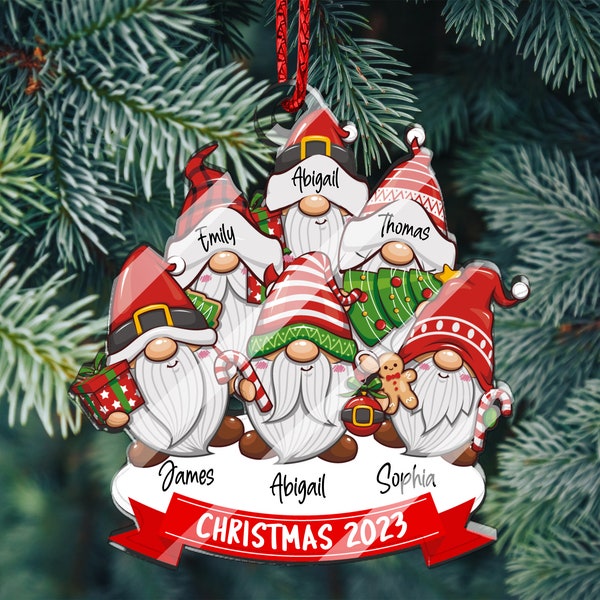 Personalized Family Christmas Ornaments 2023, Personalized Gnome Christmas Ornament for Christmas Tree, Gnome Family Ornaments for Xmas Tree