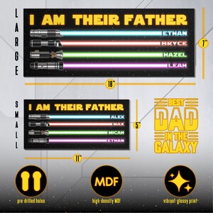 I Am Their Father Sign, Personalized Gifts for Dad from Daughter, Dad Birthday Gift, Custom Lightsaber Sign, Dad Gift from Kids image 6