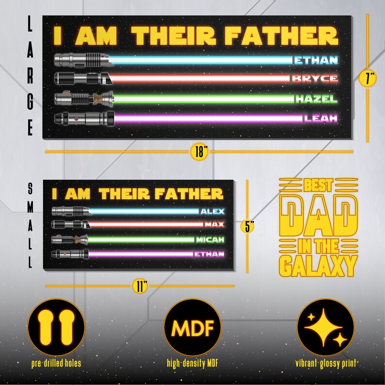 I Am Their Father Sign, Personalized Gifts for Dad from Daughter, Dad Birthday Gift, Custom Lightsaber Sign, Dad Gift from Kids image 6
