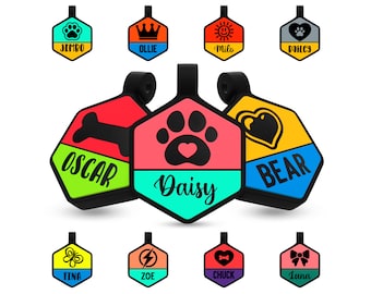 Dog Tag for Dogs Personalized, Custom Dog Tags Engraved for Pets, Soundless Durable Silicone Pet ID Tags, Double Sided Silent Pet Tags