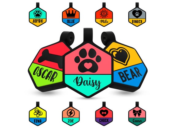 Dog Tag for Dogs Personalized, Custom Dog Tags Engraved for Pets, Soundless Durable Silicone Pet ID Tags, Double Sided Silent Pet Tags