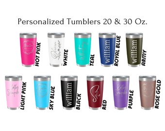 Personalized Tumbler, Custom Engraved Tumbler, Personalized Travel Mug, Stainless Steel Tumbler, Personalized Gift for Her, Birthday Gifts