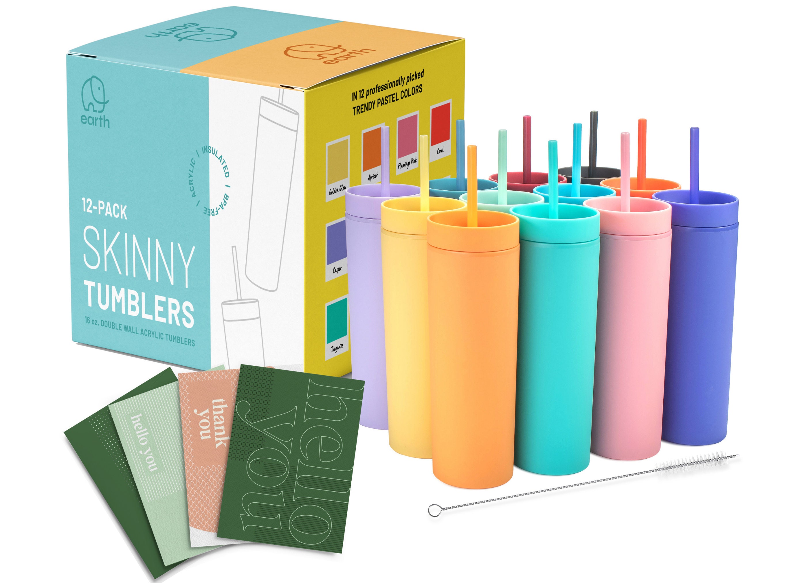 Matte 16 oz Skinny Tumbler with Straw & Double Wall Insulation - Blanks  Collection