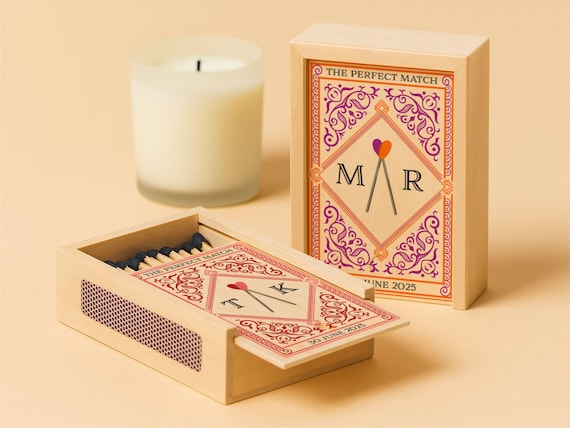 Personalized Engagement Gifts, Valentines Day Gifts Couples Matchbox Large, Wedding Gift for Couple, Anniversary Gifts, Bridal Shower Gift