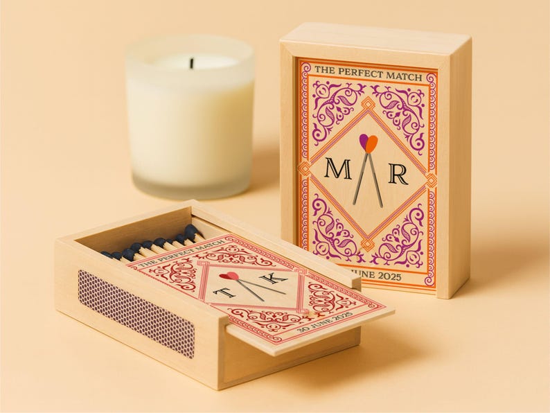 Personalized Engagement Gifts, Couples Matchbox Large, Wedding Gift for Couple, Valentines Day Gifts, Anniversary Gifts, Bridal Shower Gift