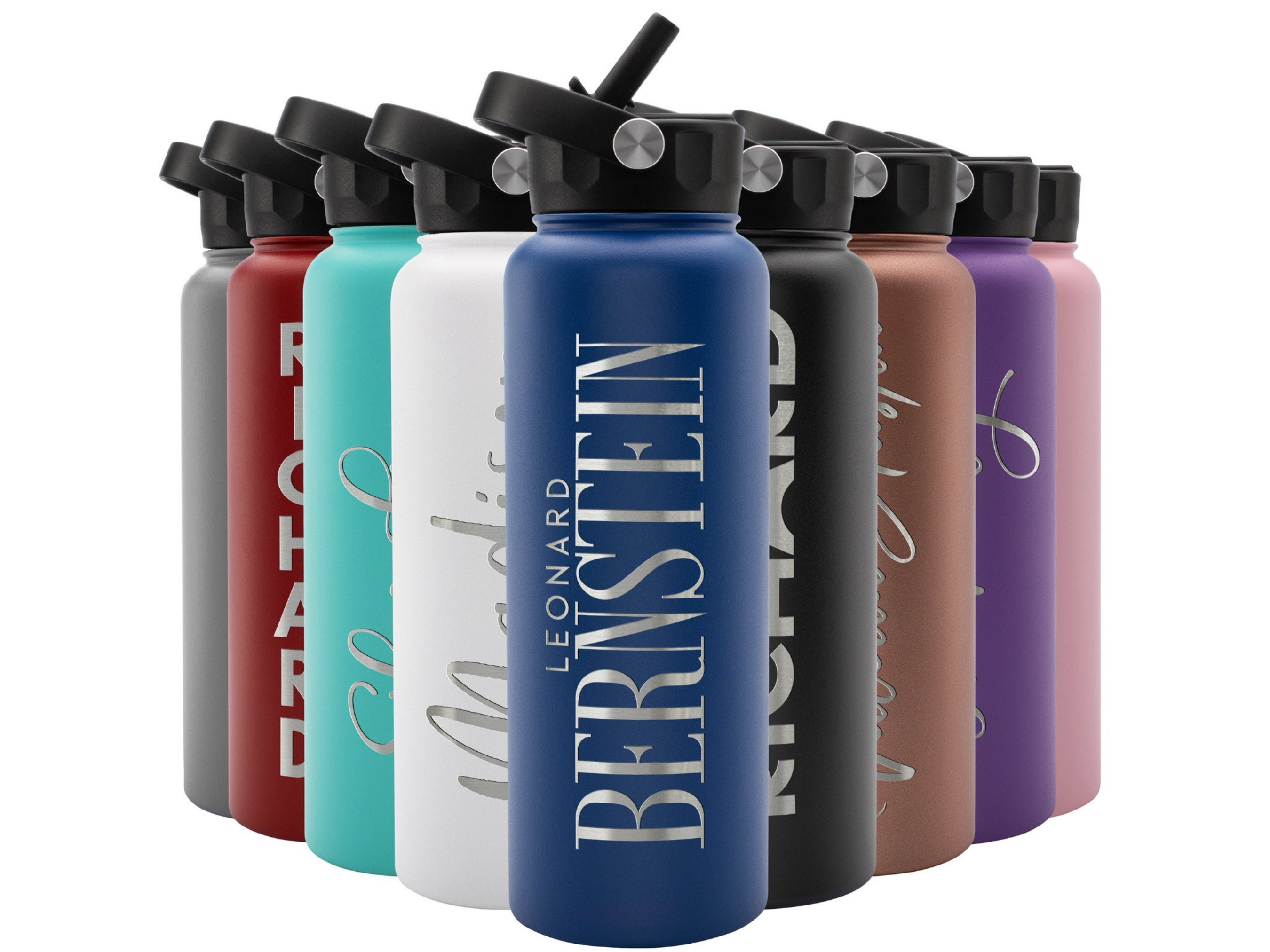 40oz Water Bottle with built-in Straw - Pick your Color - Includes