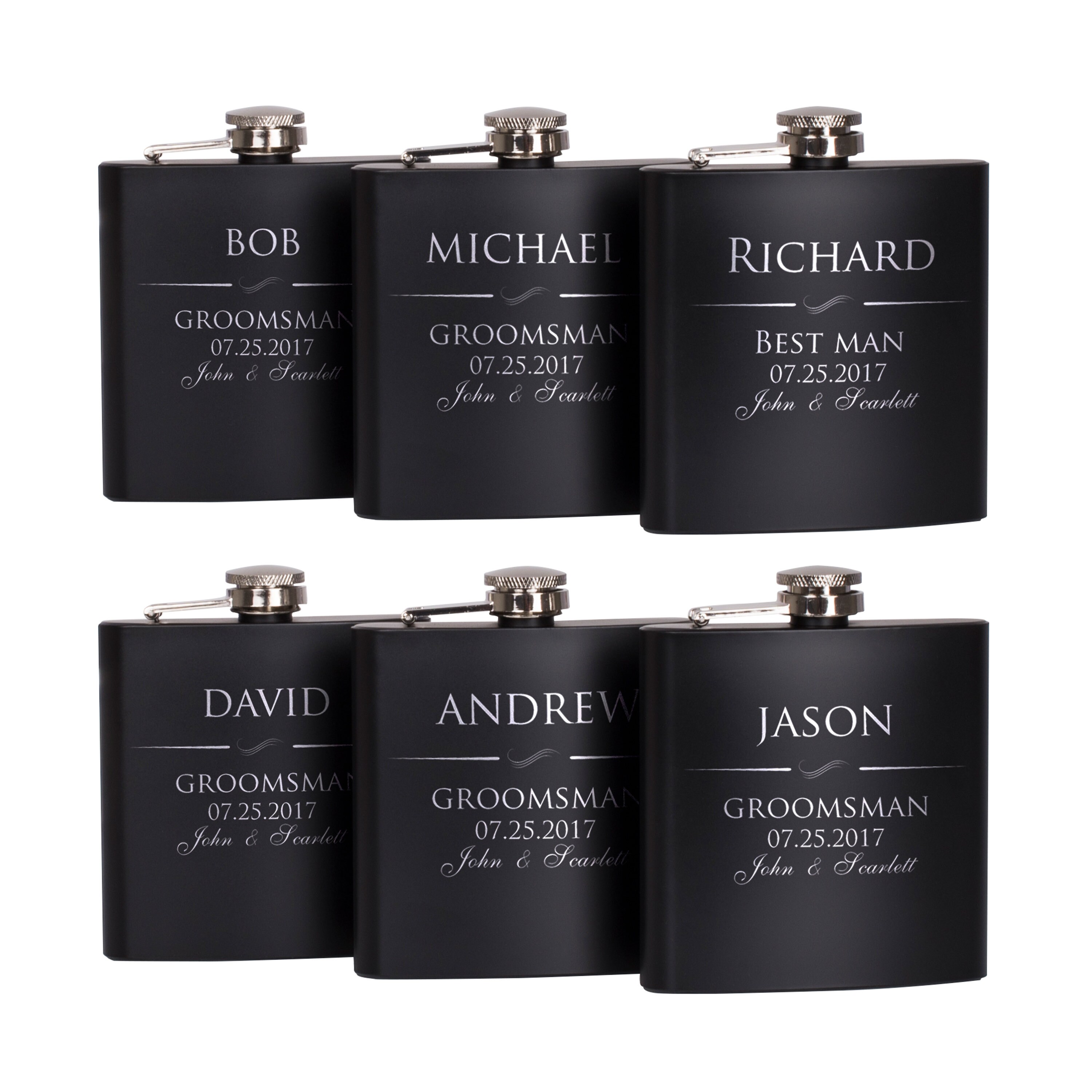 p lab set of 8 or only 1 groomsmen gift 6 oz personalized flask