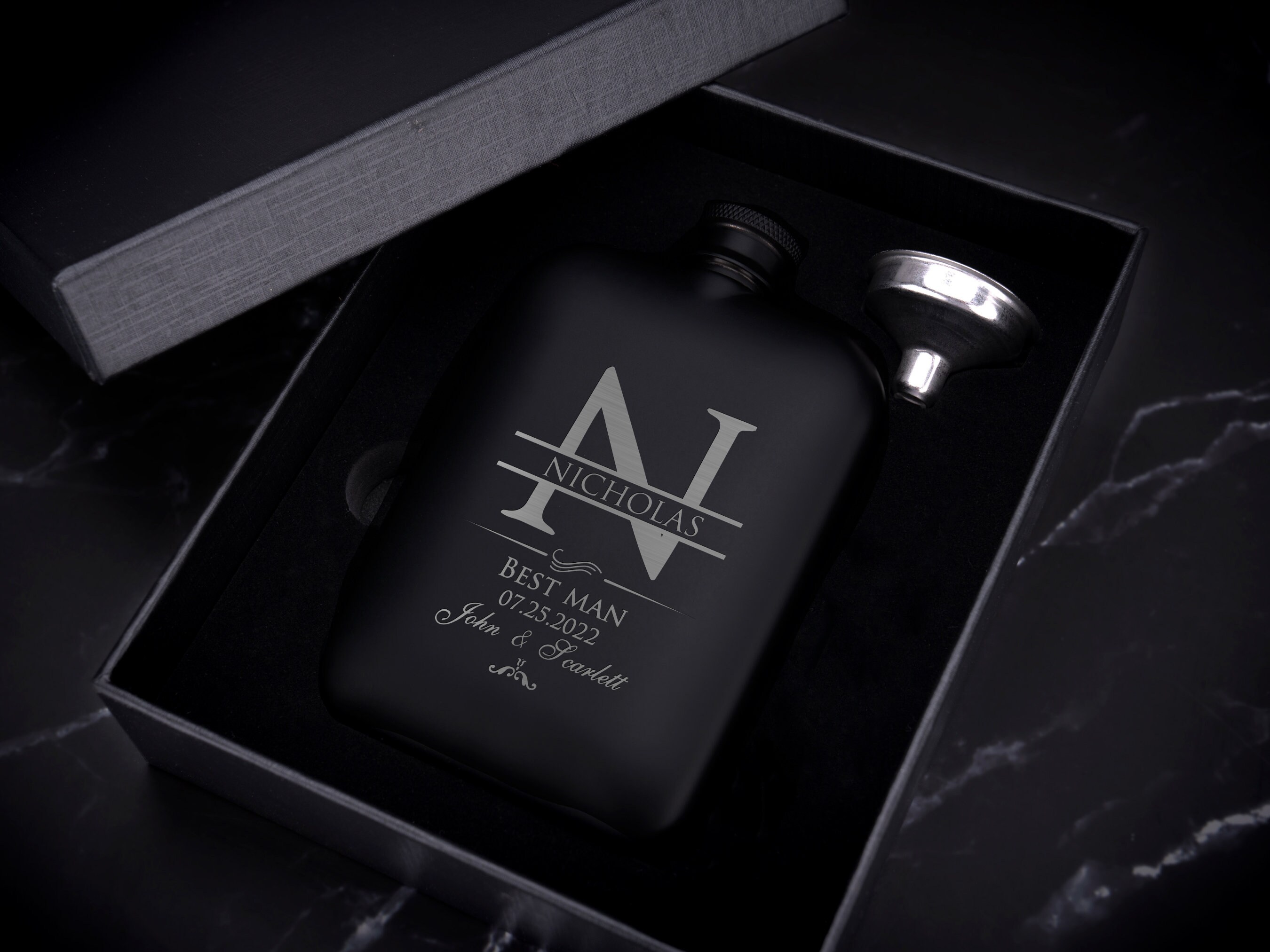 Personalised Stainless Steel Hip Flask – Best Man Groomsman Usher Wedding Gift With Gift Box Option