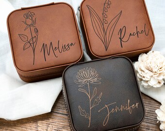 Travel Jewelry Box, Wedding Bridesmaid Gifts, Mother's Day Gifts for Her, Engraved Jewelry Case, Birthday Gift for Women, Jewelry Organizer