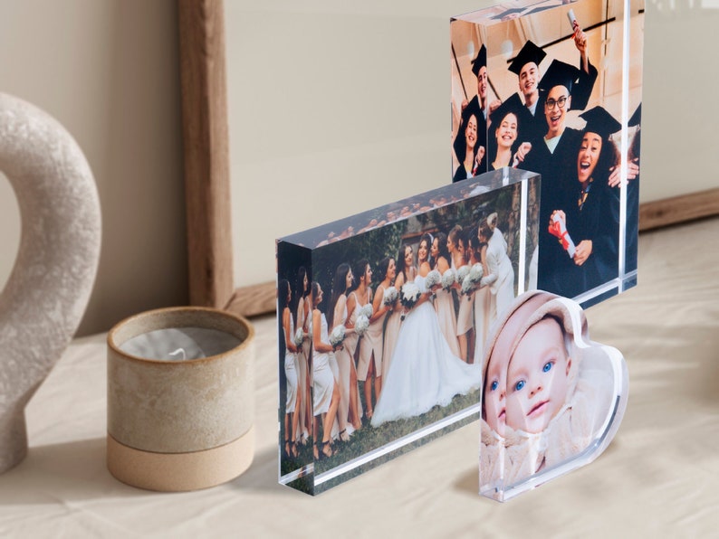 Photo Gifts for Christmas, Custom Picture Frame, Acrylic Photo Block, Personalized Gifts for Her, Wedding Gifts for Couples Anniversary Gift