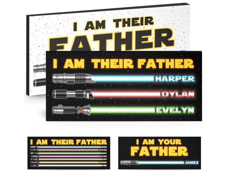 I Am Their Father Sign, Personalized Gifts for Dad from Daughter, Dad Birthday Gift, Custom Lightsaber Sign, Dad Gift from Kids image 5