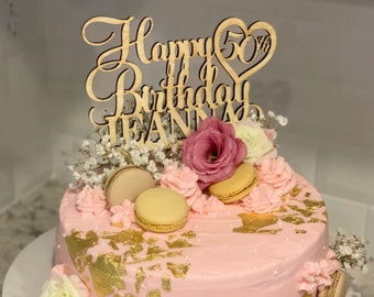 Happy Birthday Cake Topper | Custom Birthday Party Decorations | Birthday Celebration | Gold, Silver, Rustic Cake Topper Personalized