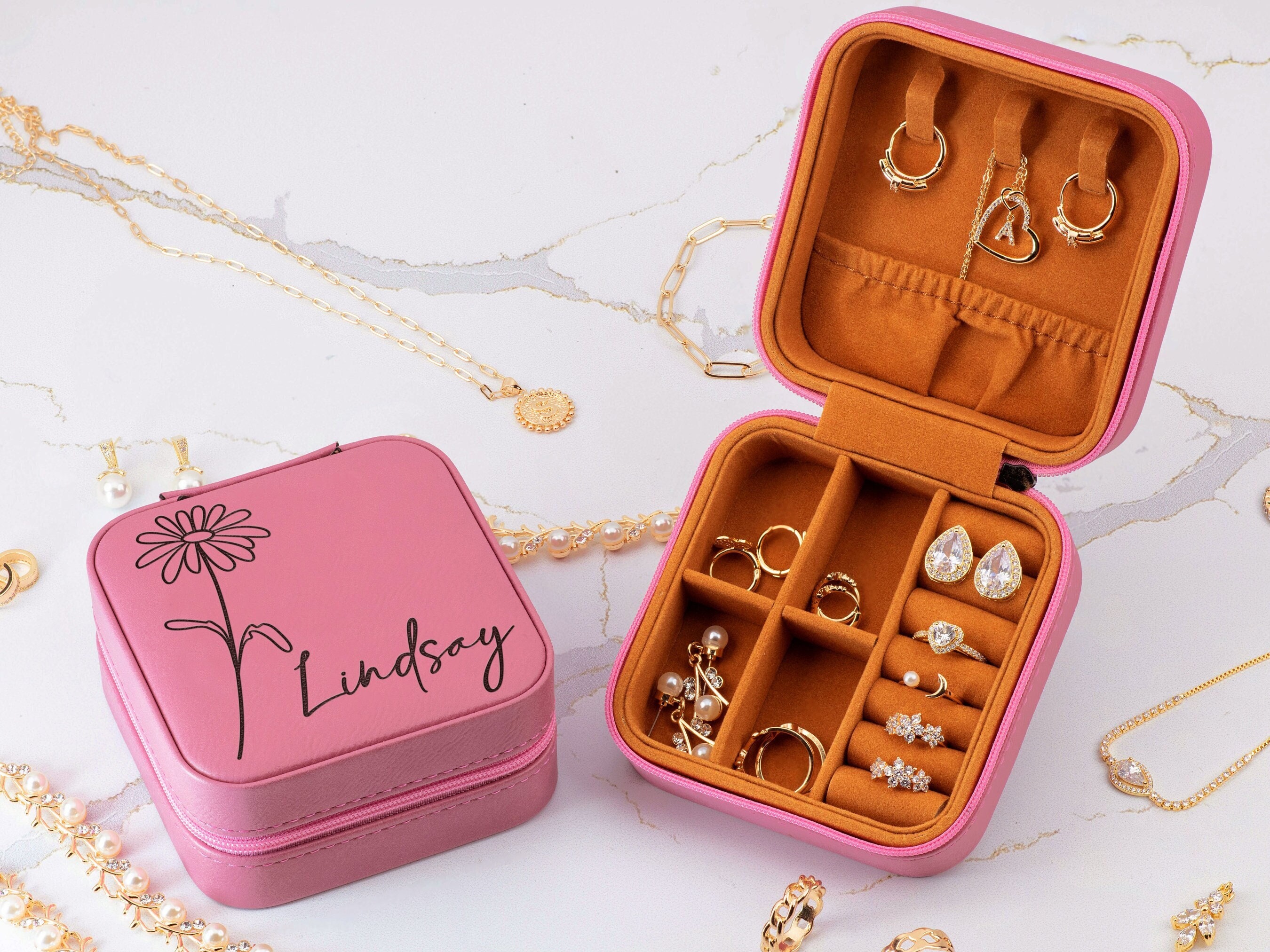 Monogrammed Engraved Travel Jewelry Box