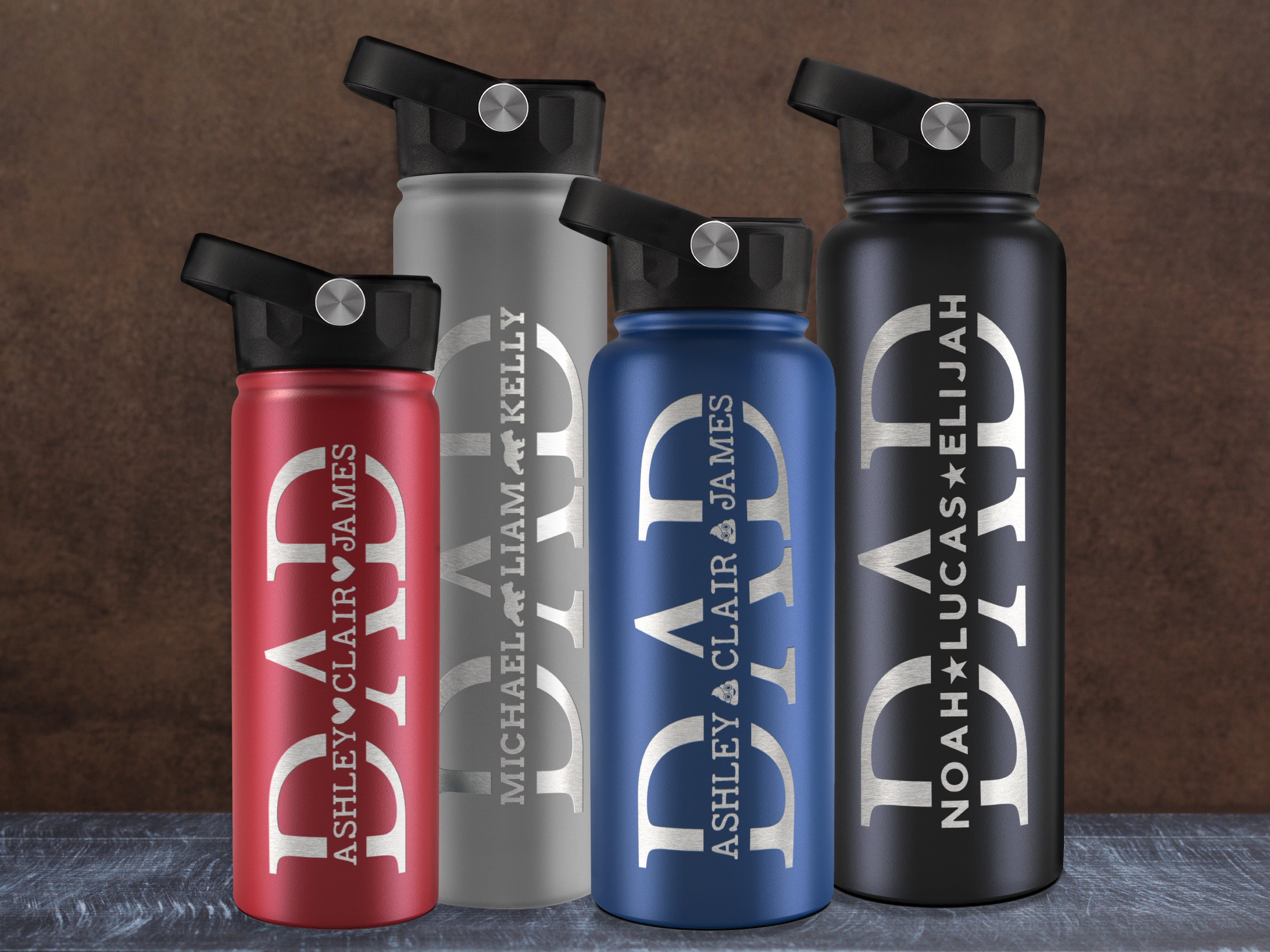 Dad Water Bottle, Fathers Day Gift, Dad's Water Bottle, Gym Bottle,  Personalised Aluminium Water Bottle 