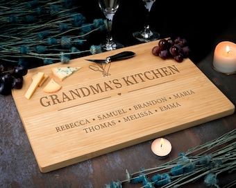 Mothers Day Gifts, Personalized Gifts for Mom Cutting Board, Mom Birthday Gifts, Grandma Gifts, Mama's Kitchen Decor, Grandmas Garden Gift