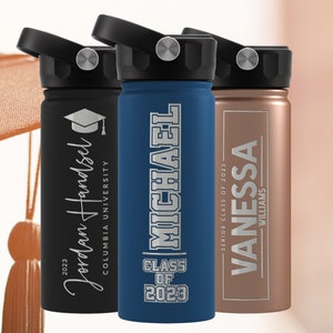 Graduation Gifts for Her, Him - Graduation Water Bottle w/ Straw Lid, Class of 2024 - Personalized Graduation Gifts, Seniors 2024 Grad