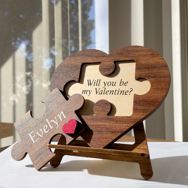 Valentine Home Decor, Puzzle Name Sign for Couples, Romantic Valentine's Day Gift for Him Her, Personalized Love Keepsake, Puzzle Love Heart