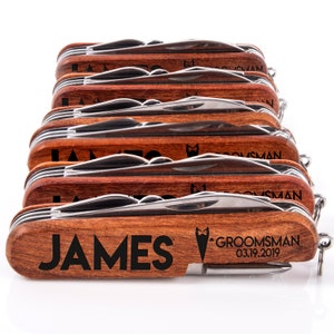 Personalized Groomsman Pocket Knife, 8-Function Multi-Tool Groomsmen Gifts, Engraved Knife, Personalized Knife, Multi-Tool Pocket Knife